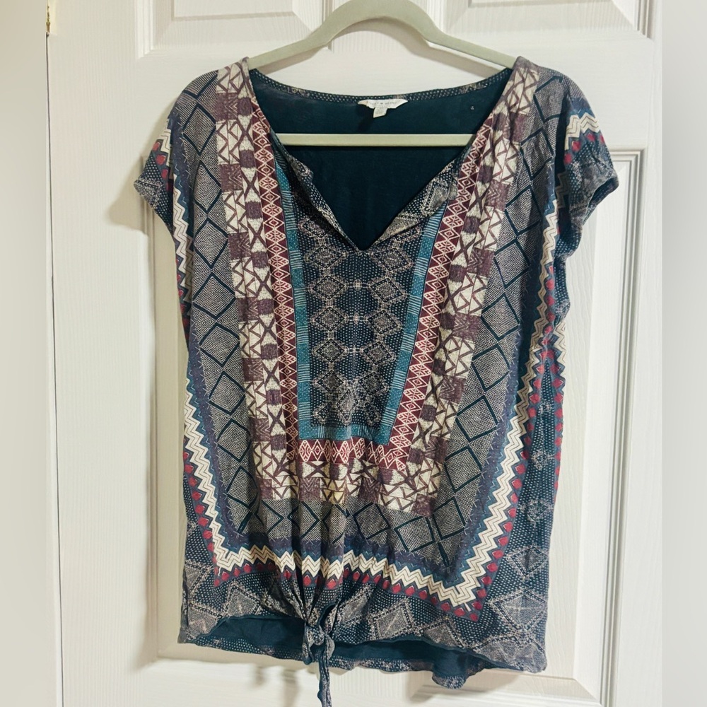 Lucky Brand Medium Geometric Patterned Women's Top